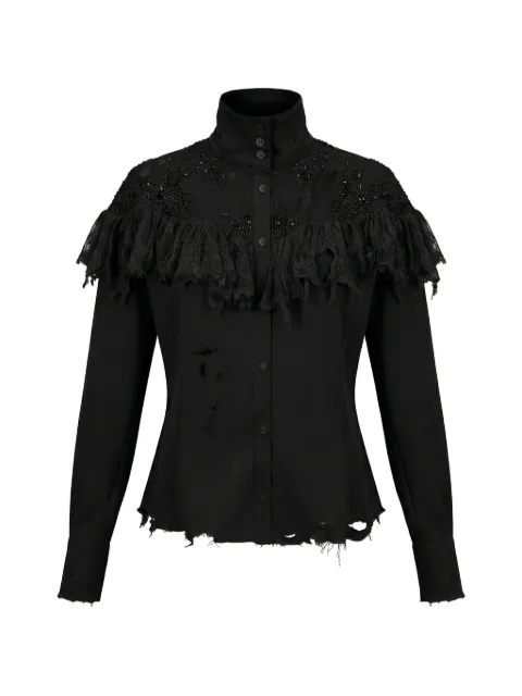 Almaz Western ruffled distressed-effect shirt