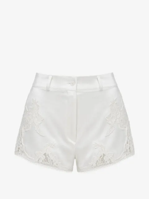 Almaz Pillowtalk lace-appliqué mini shorts
