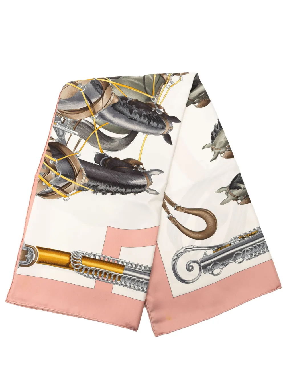 Hermès Pre-Owned 1990-2010 Attelage en Arbalète Silk Scarf 90 scarves - Bianco