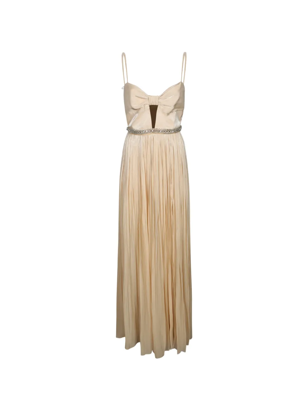 NISSA crystal-embellished pleated dress - Toni neutri