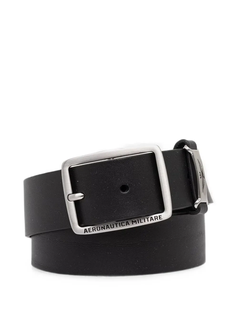 Aeronautica Militare logo-engraved leather belt - Schwarz