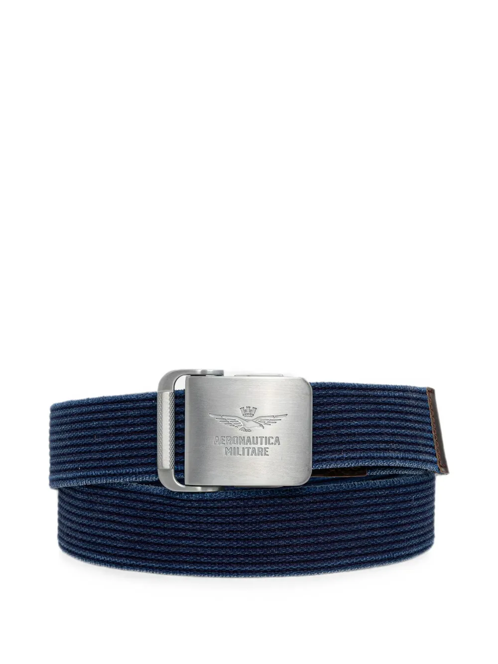 Aeronautica Militare logo-engraved corduroy belt - Blu