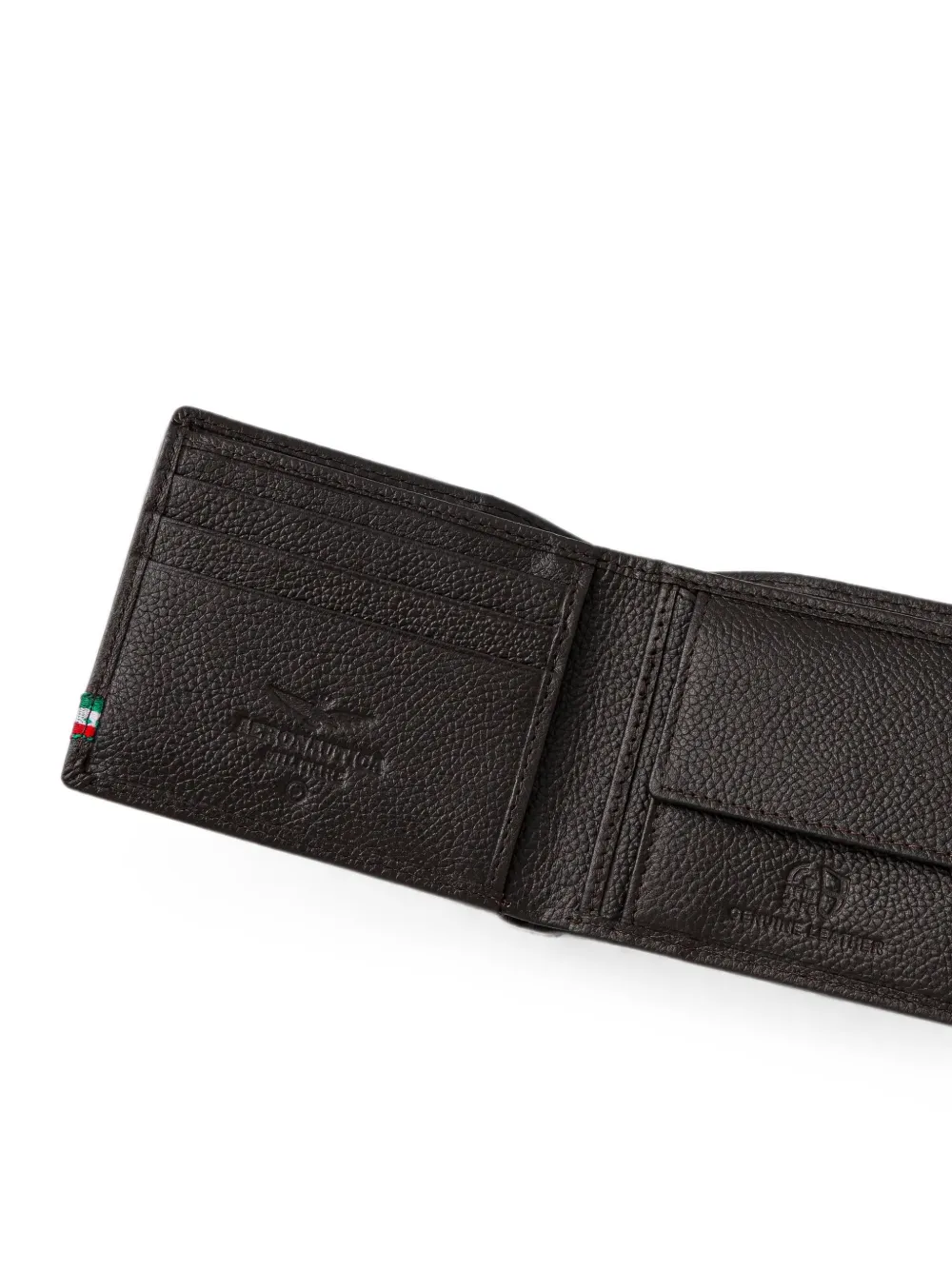 Aeronautica Militare Leren portemonnee met logoplakkaat Bruin
