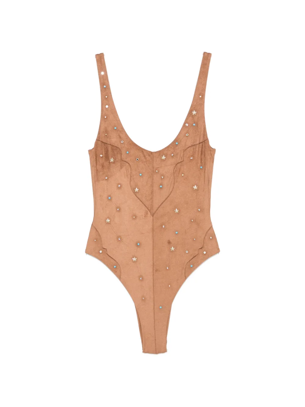 VENUJA embellished Western-style swimsuit - Marrone