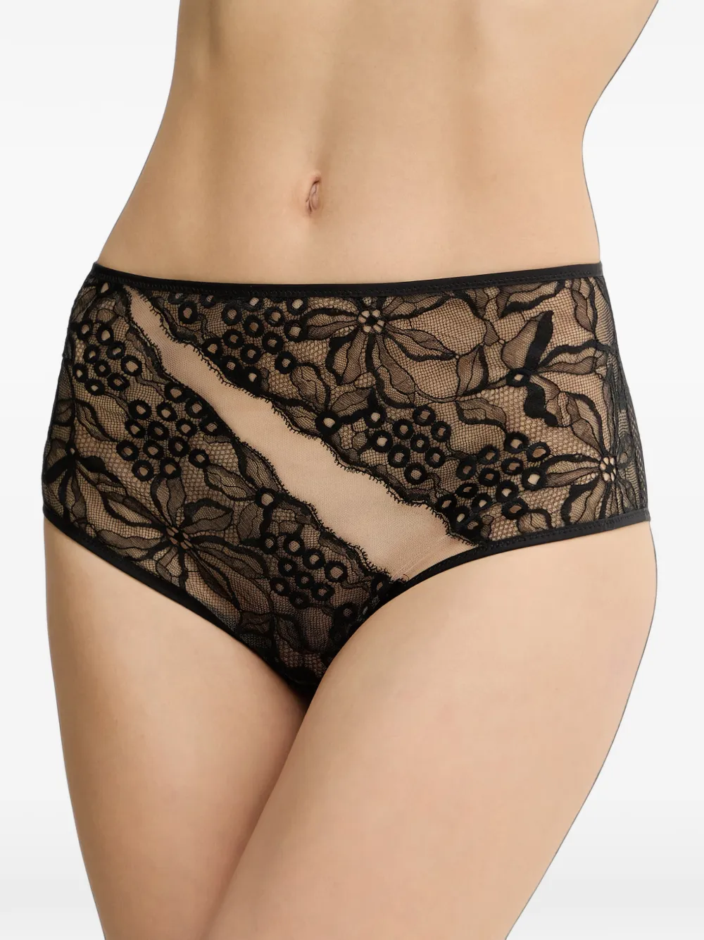 Chantelle Roxane floral-lace mesh briefs - Nero