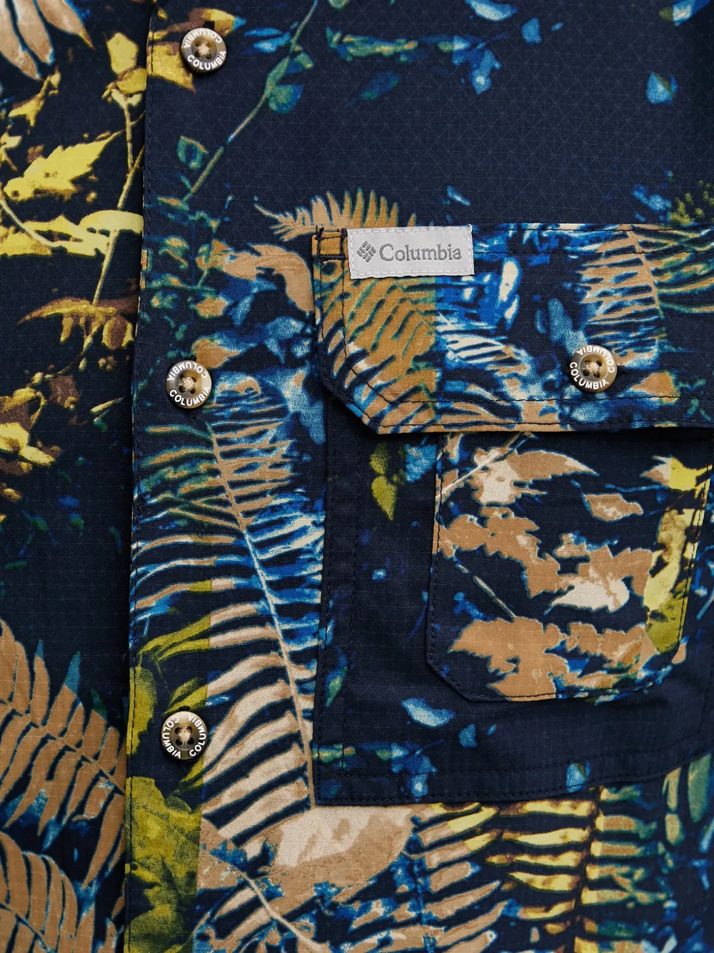 Columbia Overhemd met korte mouwen en varen-print Blauw