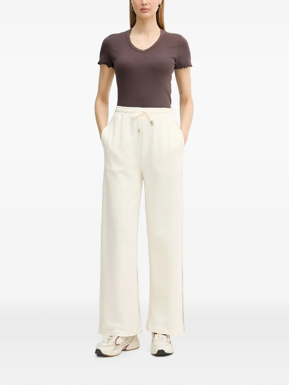 Benetton Broek met wijde pijpen Beige