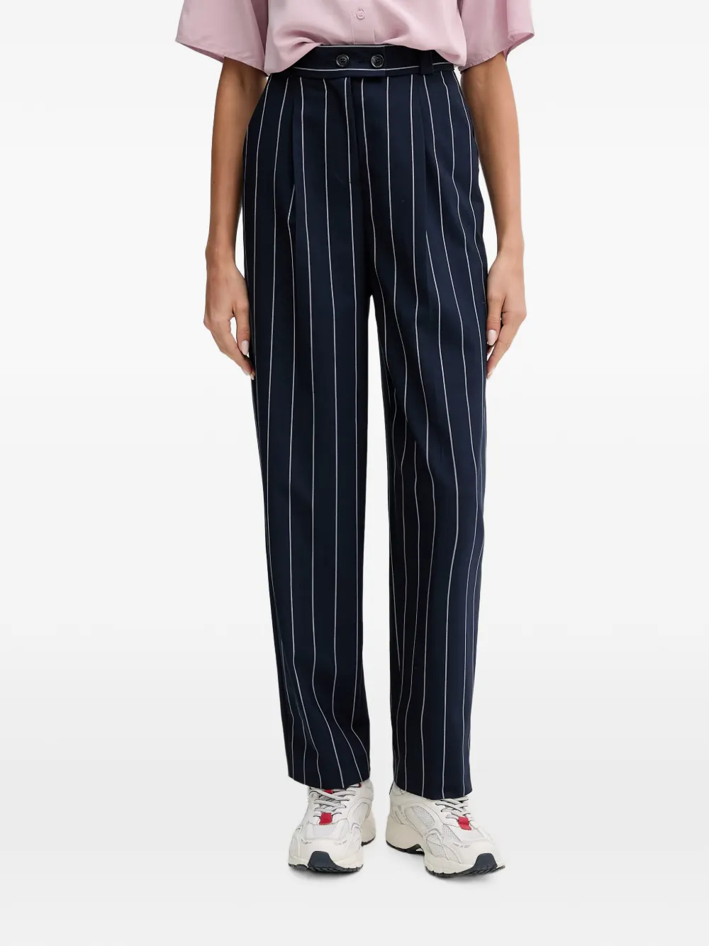 Benetton pinstripe-pattern pleated trousers