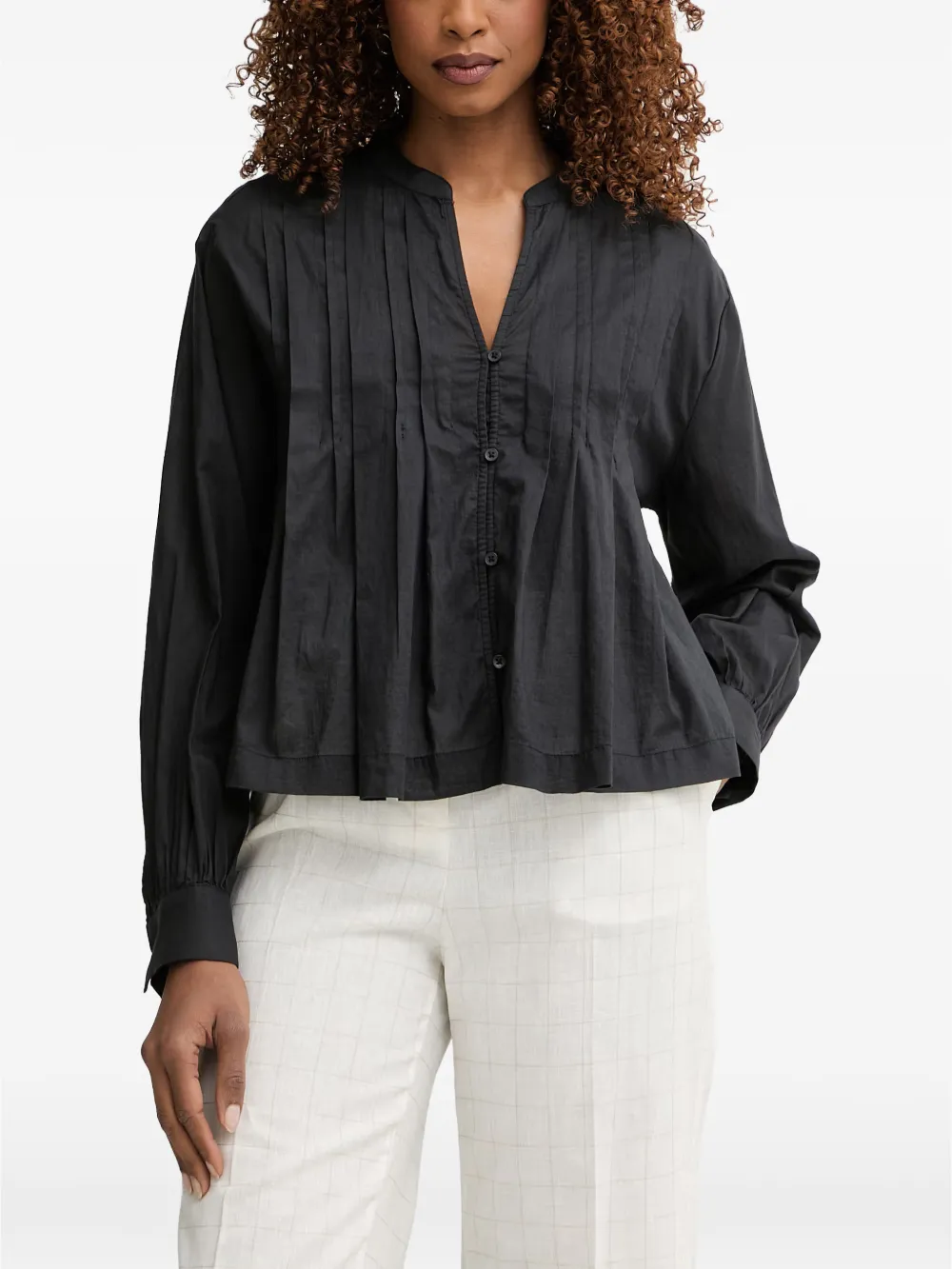 Benetton pleated long-sleeve blouse - Nero