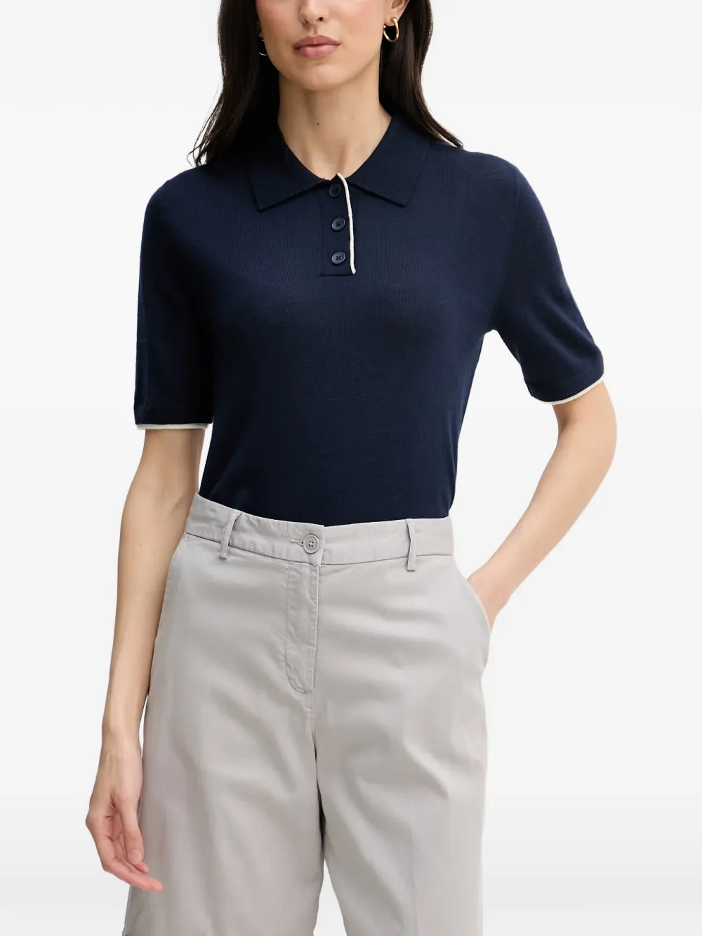 Benetton contrast-trim polo shirt - Blu