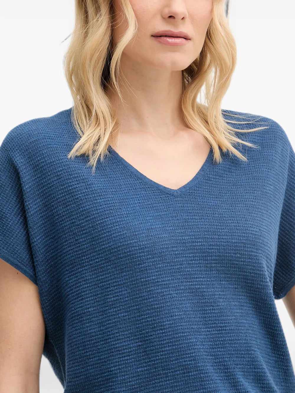 Benetton Trui met V-hals en korte mouwen Blauw
