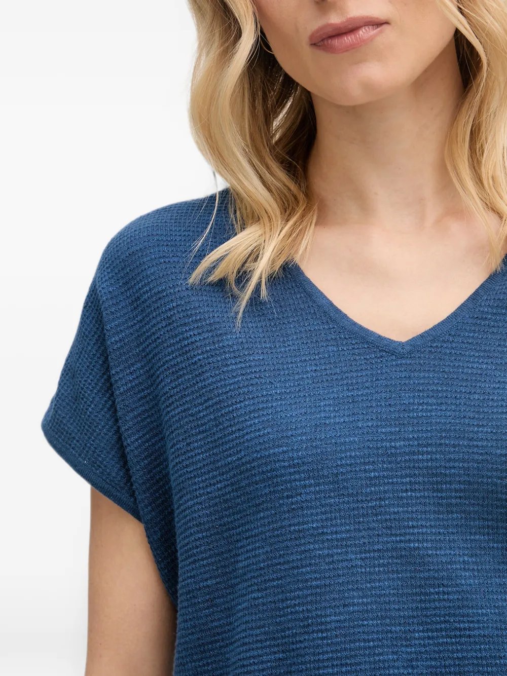 Benetton Trui met V-hals en korte mouwen Blauw