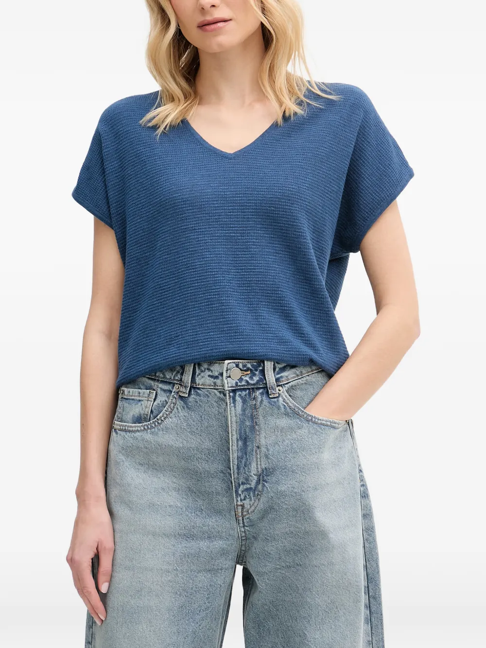 Benetton V-neck short-sleeve sweater - Blau