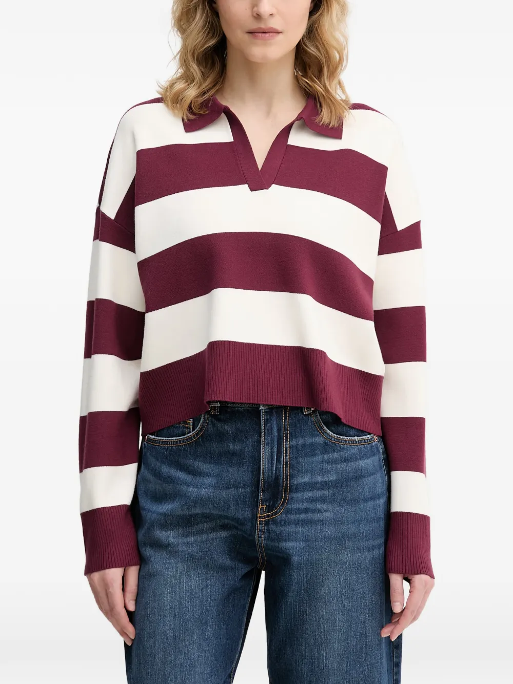 Benetton striped polo-collar sweater - Rot