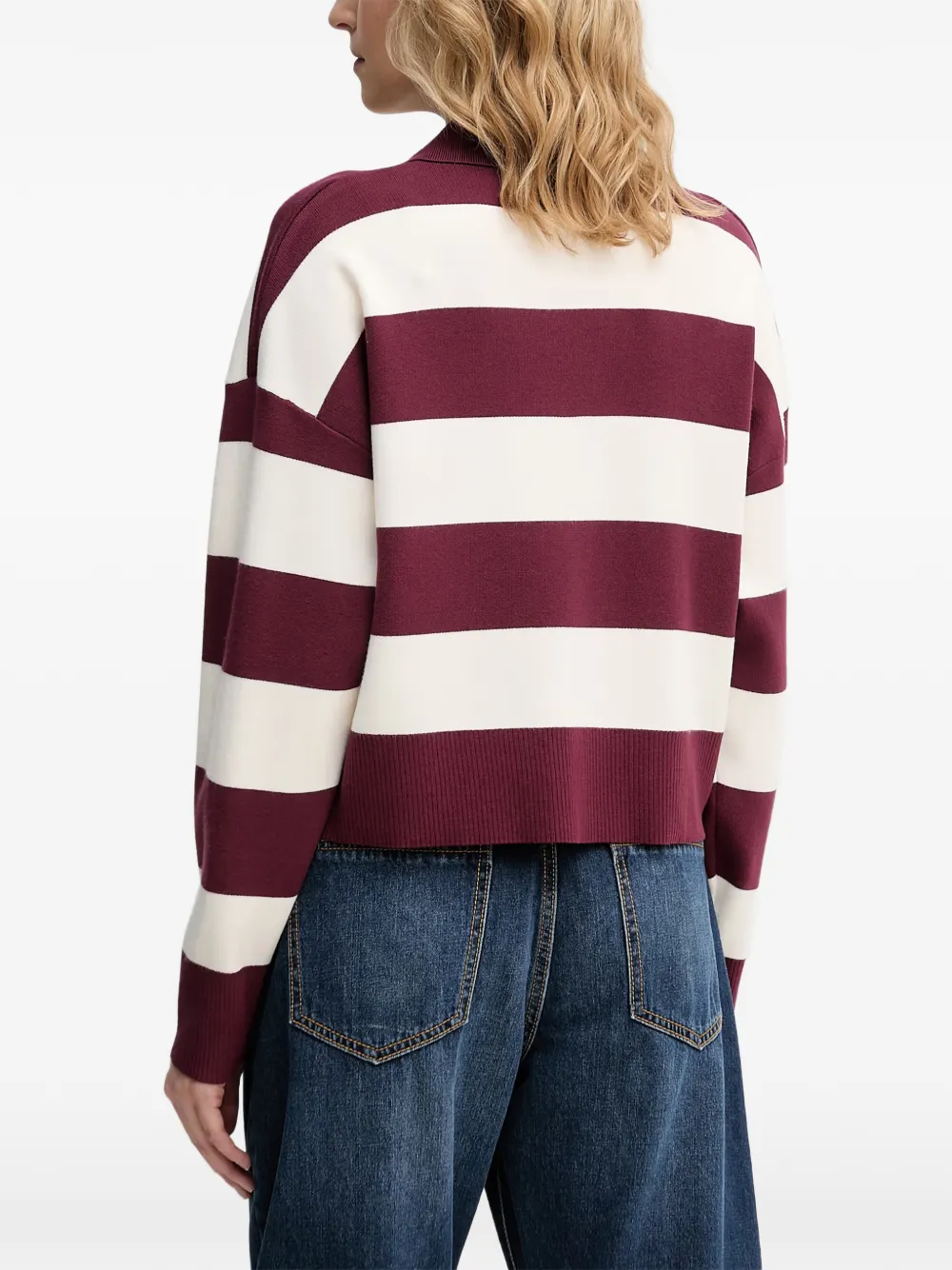 Benetton Gestreepte trui met polokraag Rood