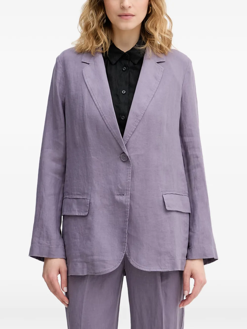 Benetton linen notch-lapels blazer - Viola