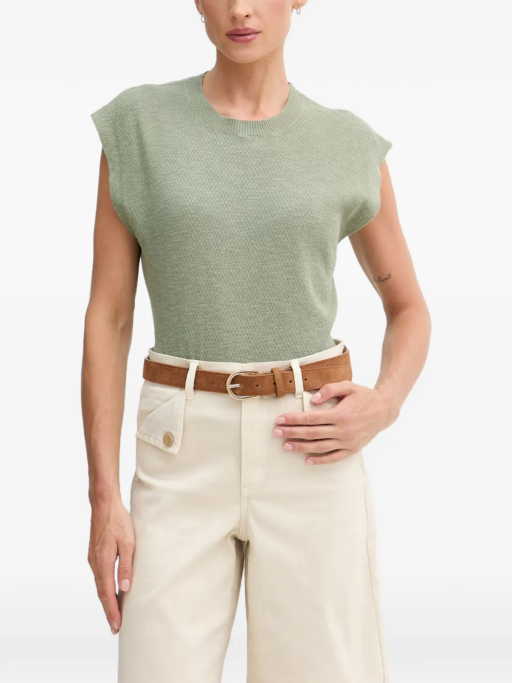 Benetton ribbed-trim vest - Verde