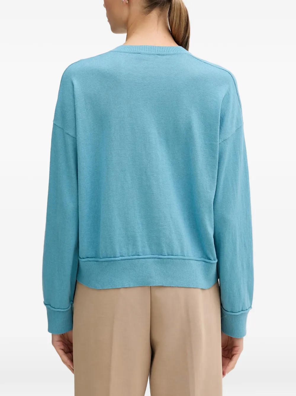 Benetton Trui met V-hals en verlaagde schouders Blauw