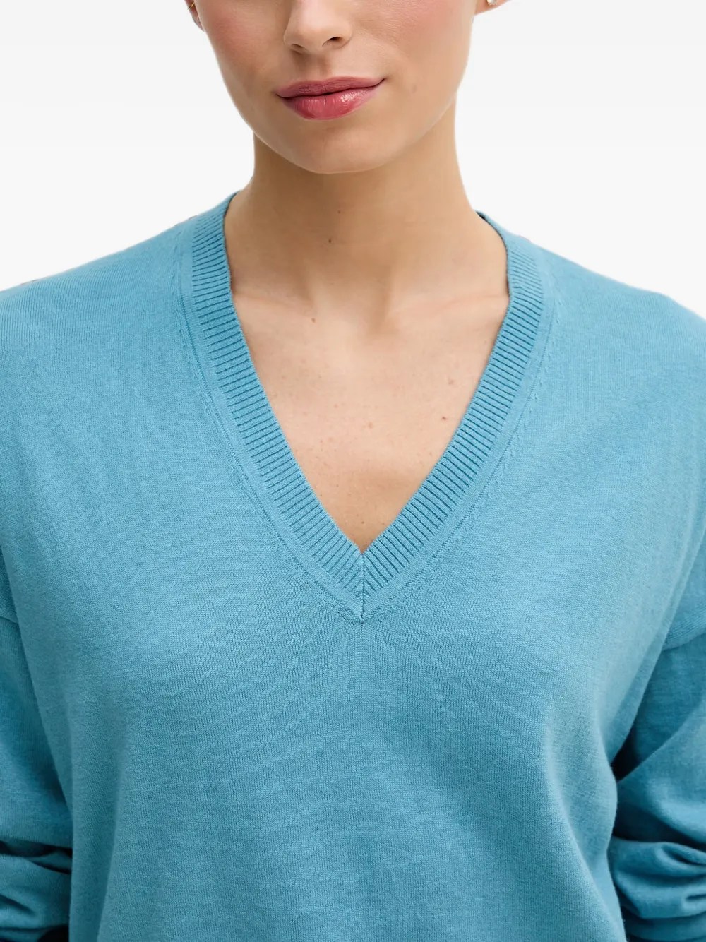Benetton Trui met V-hals en verlaagde schouders Blauw