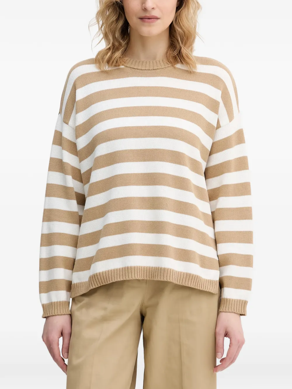 Benetton striped-knit side-slit sweater - Toni neutri
