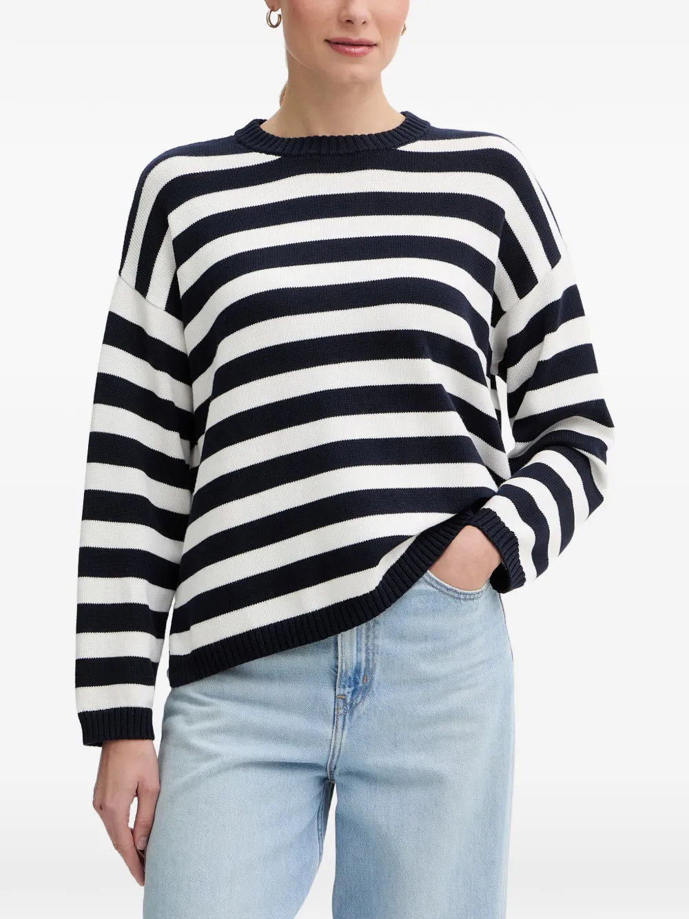 Benetton striped crew-neck sweater - Blu