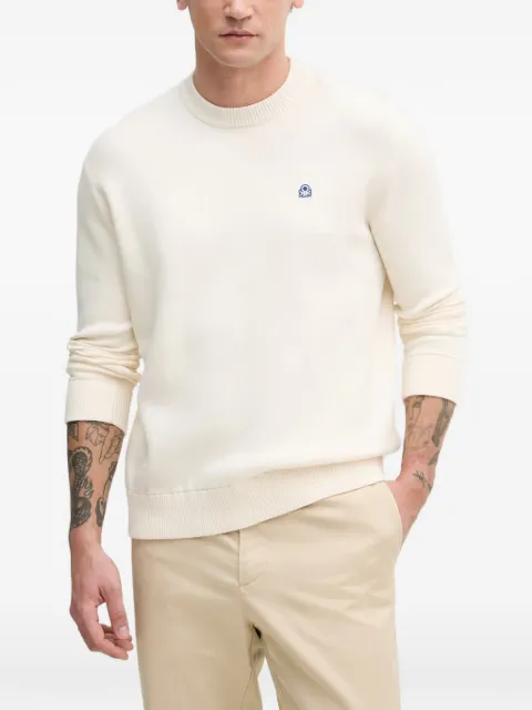 Benetton logo-embroidered ribbed-trim sweater