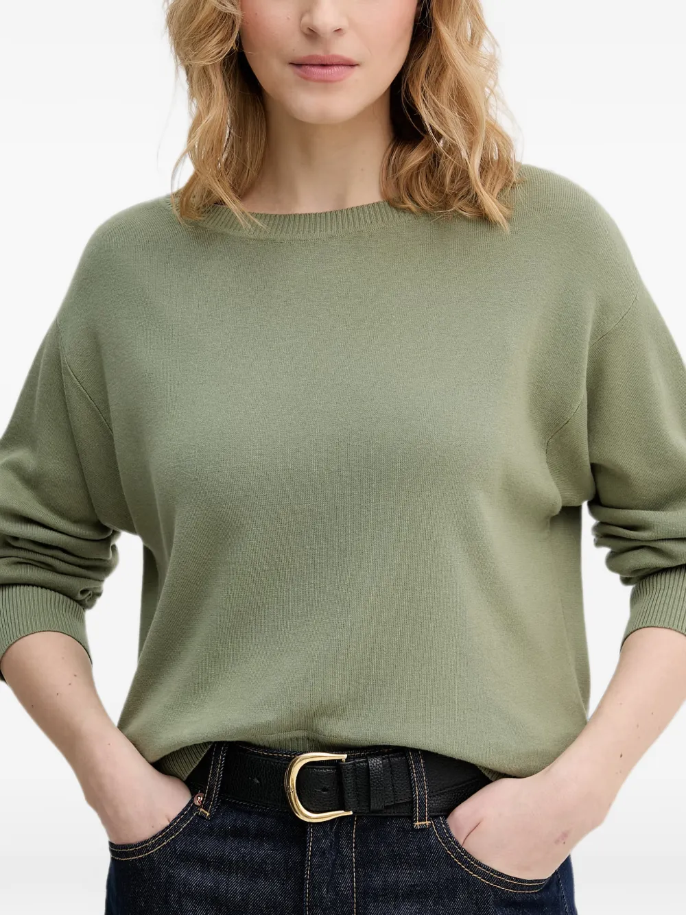 Benetton Trui met geribbelde afwerking Groen