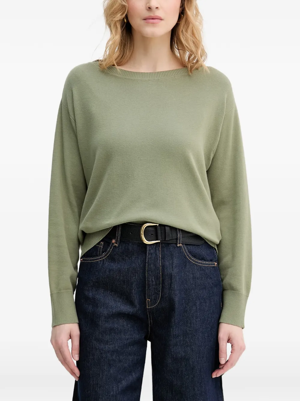 Benetton ribbed-trim sweater - Verde