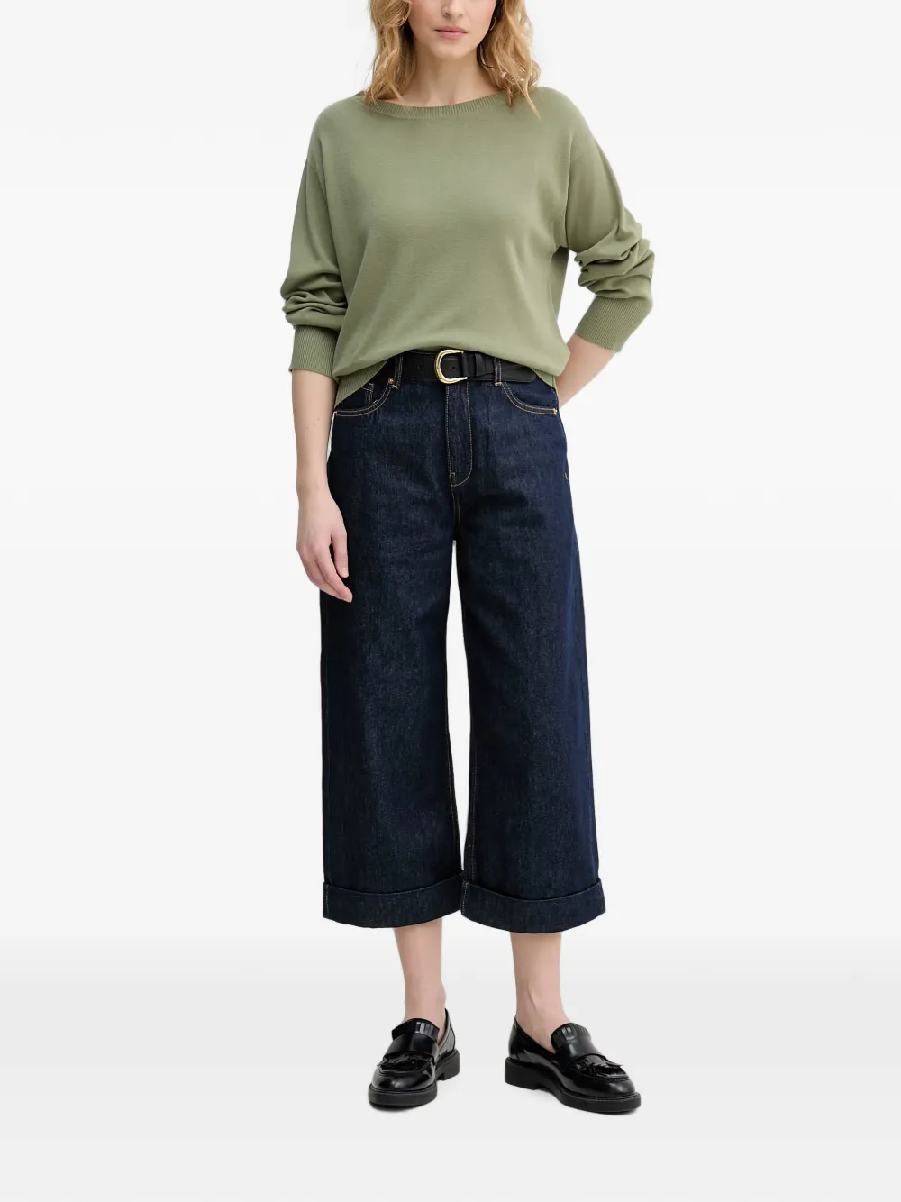 Benetton Trui met geribbelde afwerking Groen