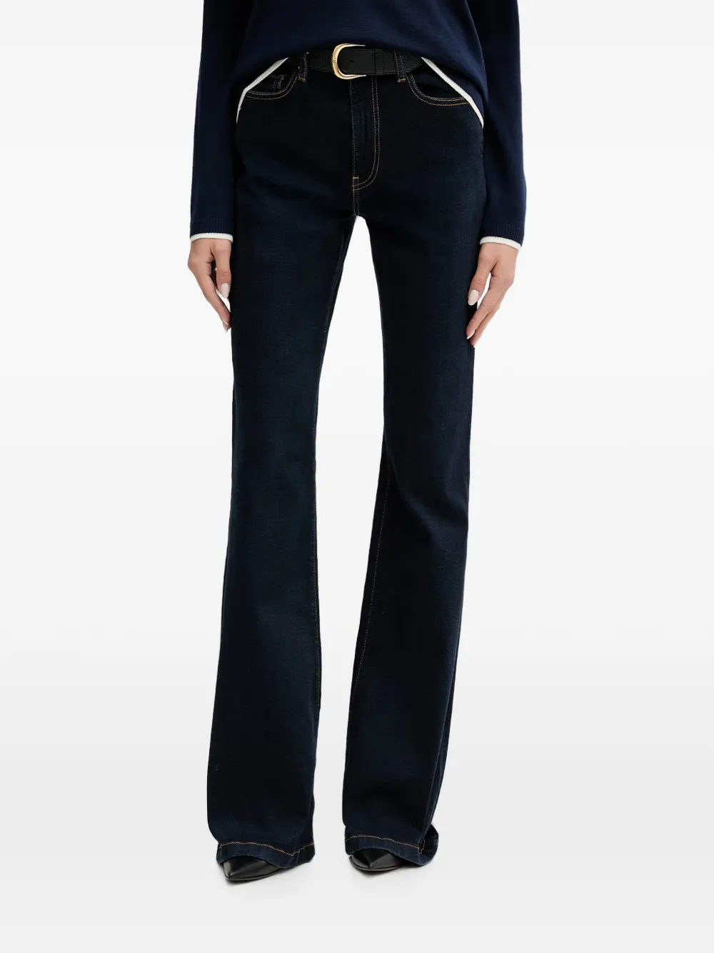 Benetton logo-patch flared jeans - Blau