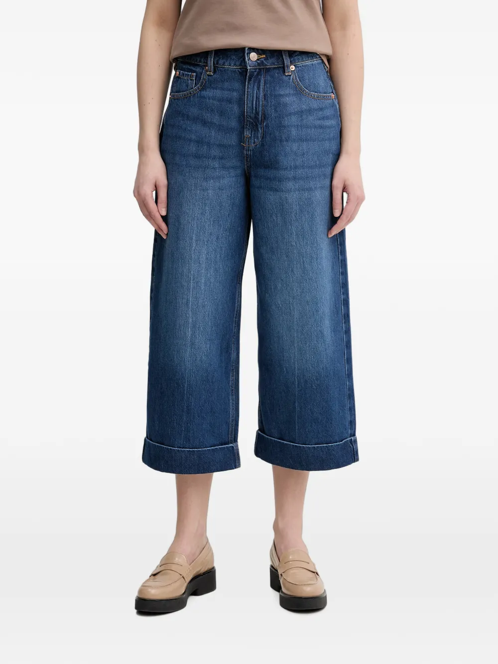Benetton faded turn-up jeans - Blau