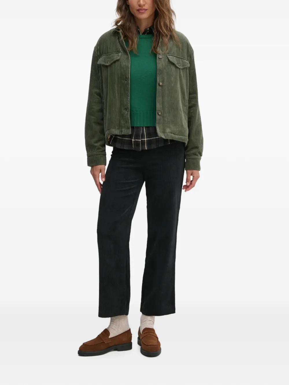 Benetton Broek met ribfluwelen textuur Zwart