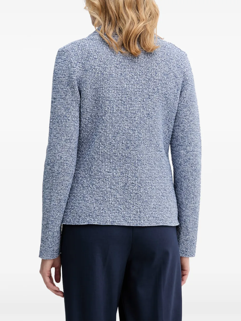 Benetton Gebreid vest met gekerfde revers en textuur Blauw