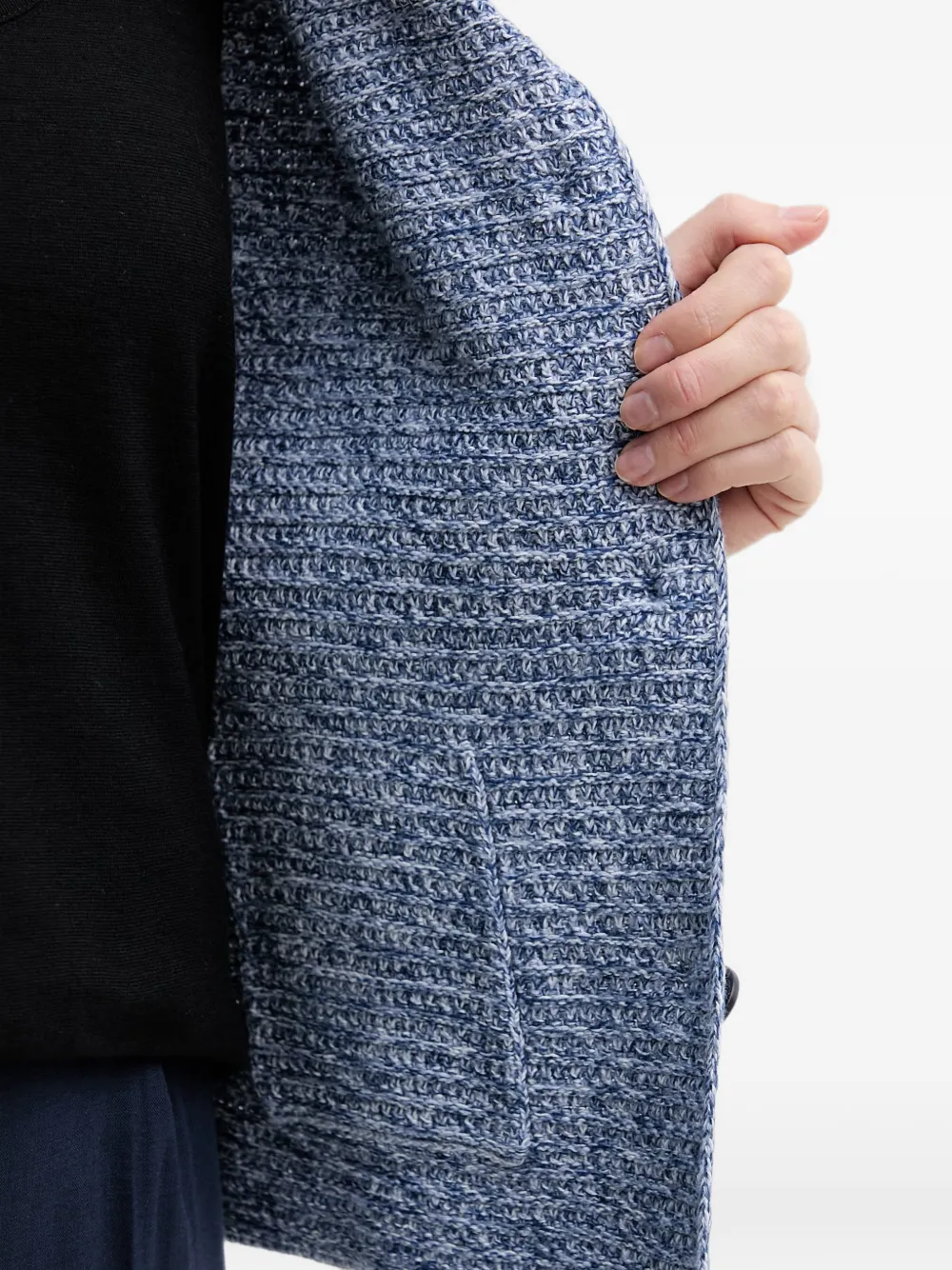 Benetton Gebreid vest met gekerfde revers en textuur Blauw