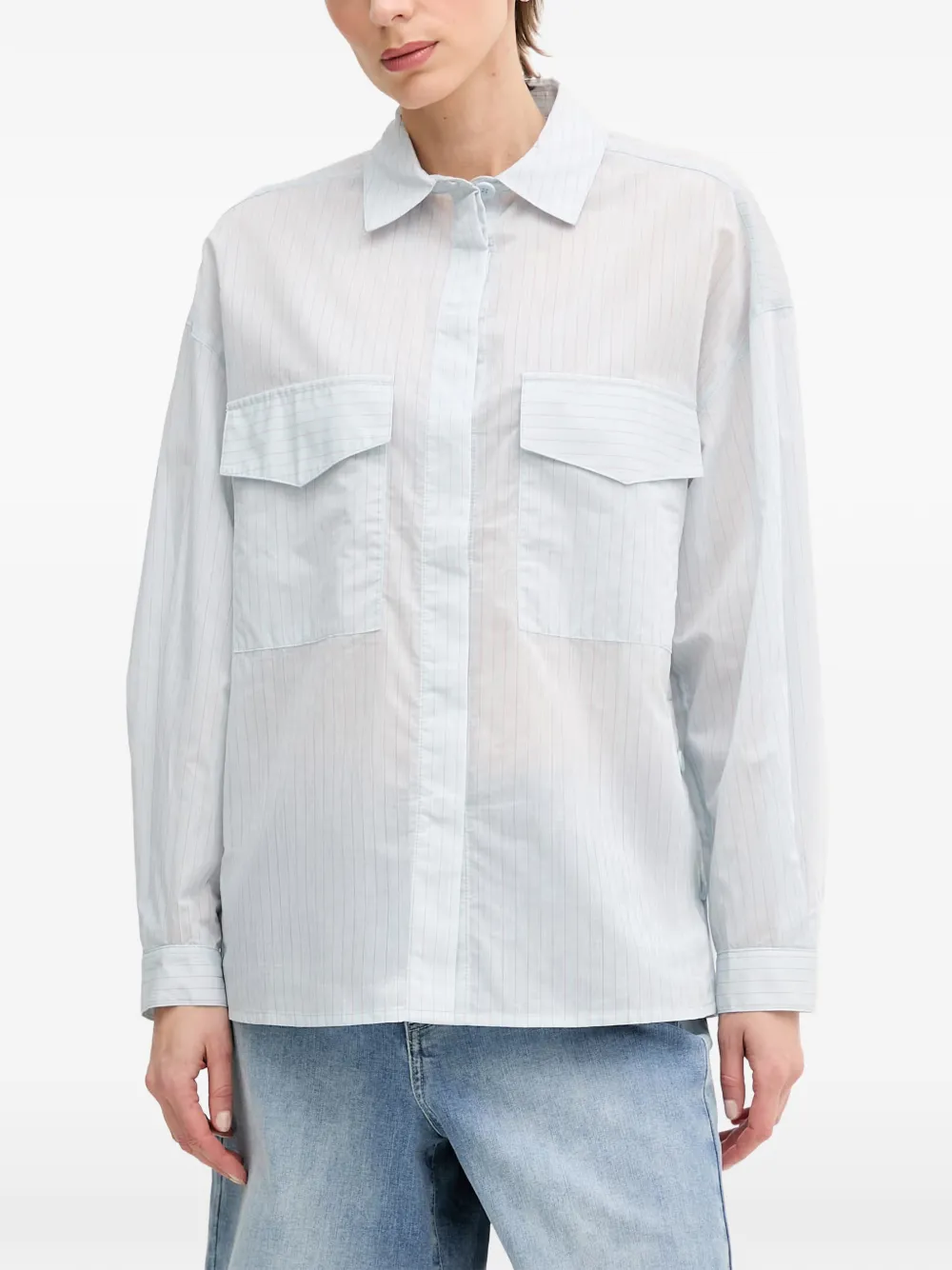 Benetton striped flap-pocket shirt - Bleu Benetton striped flap-pocket shirt - Bleu