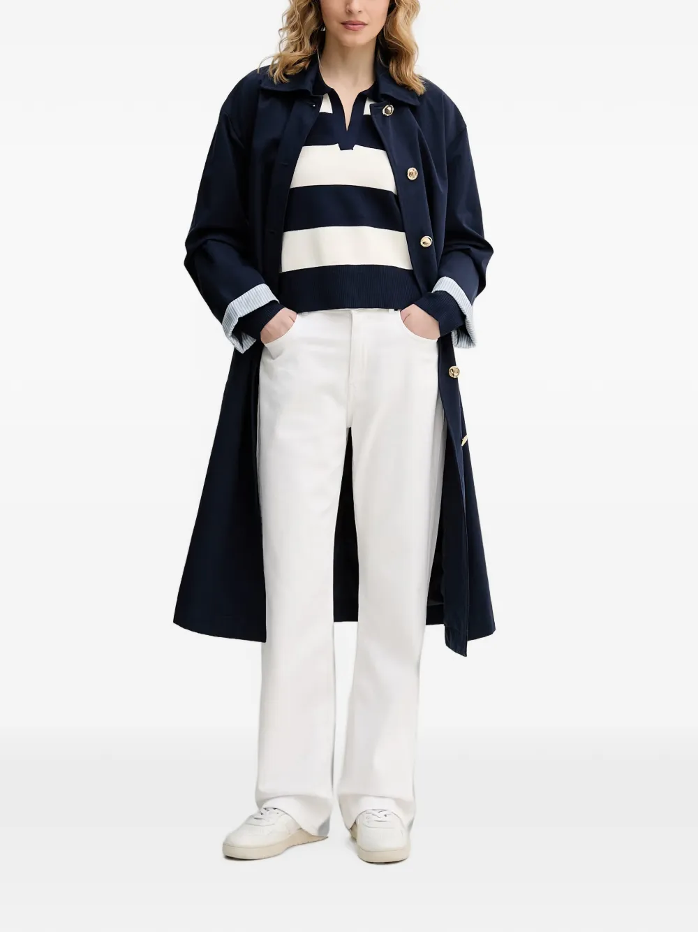 Benetton Gestreepte trui met polokraag Blauw
