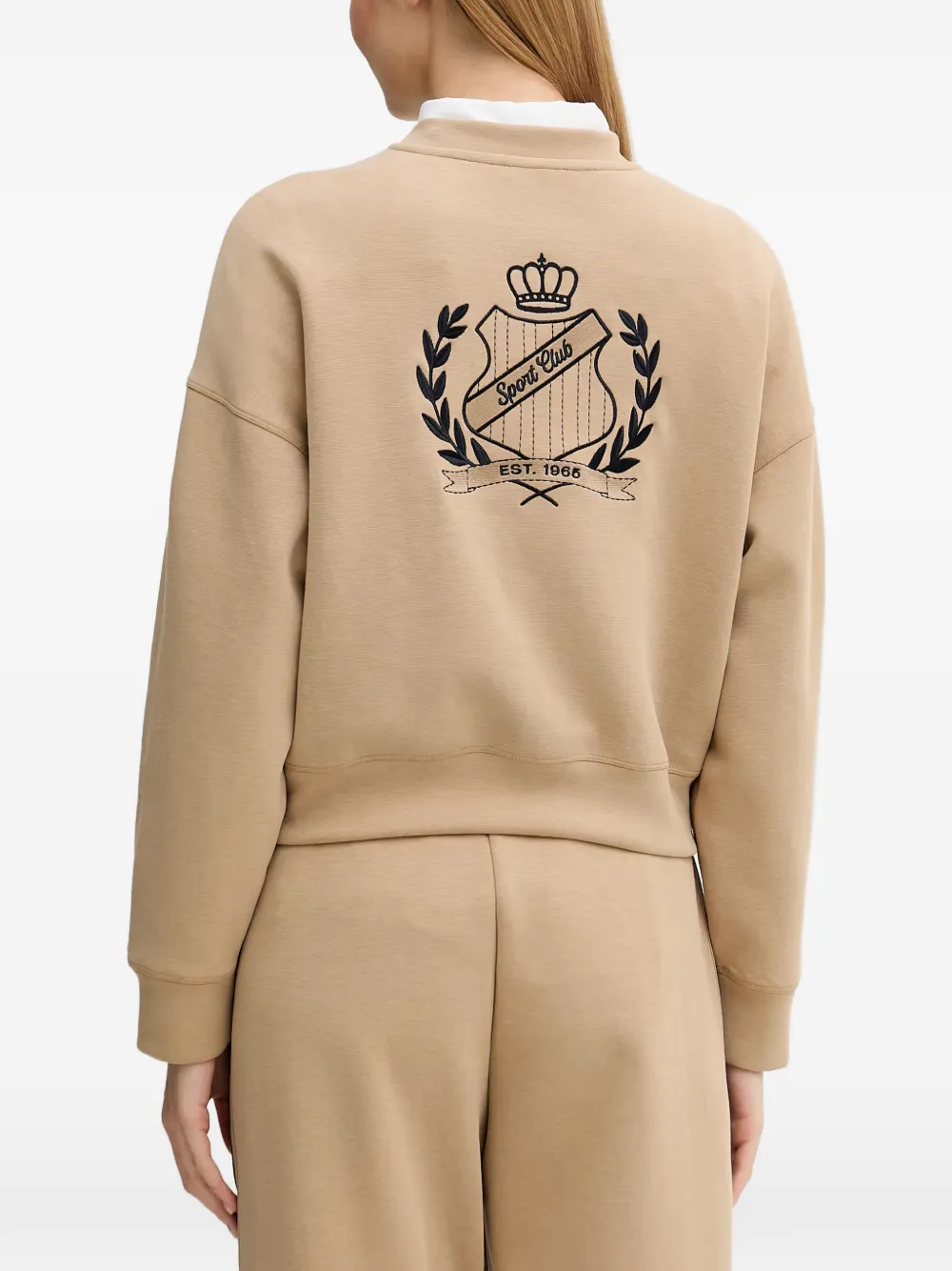 Benetton Sweater met geborduurd logo Beige