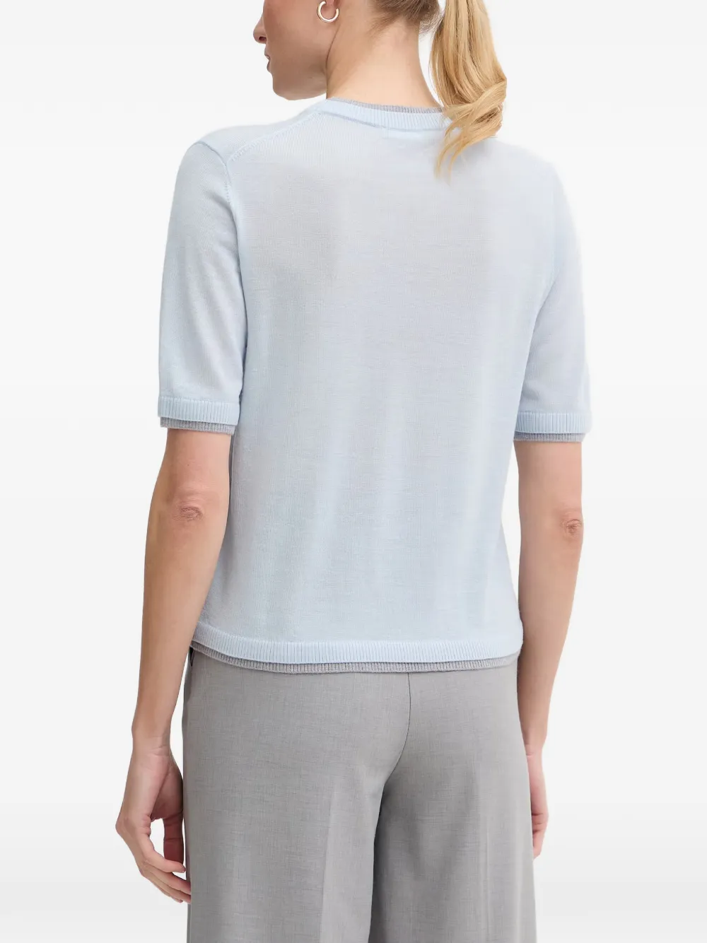 Benetton Trui met korte mouwen en geribbelde afwerking Blauw