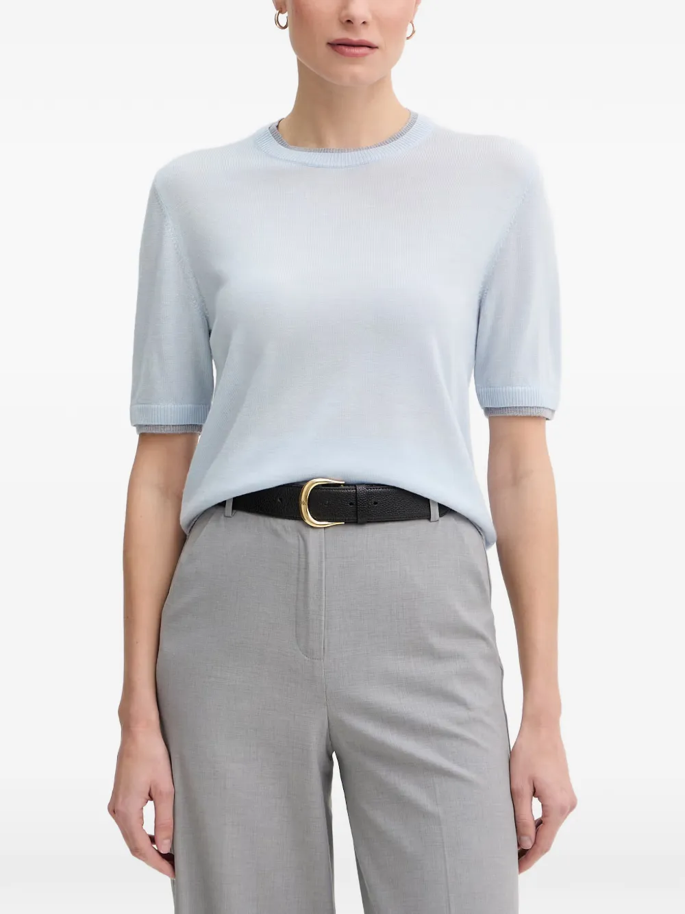 Benetton ribbed-trim short-sleeve sweater - Blu