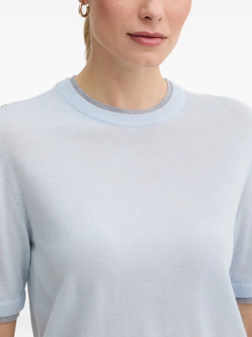 Benetton Trui met korte mouwen en geribbelde afwerking Blauw