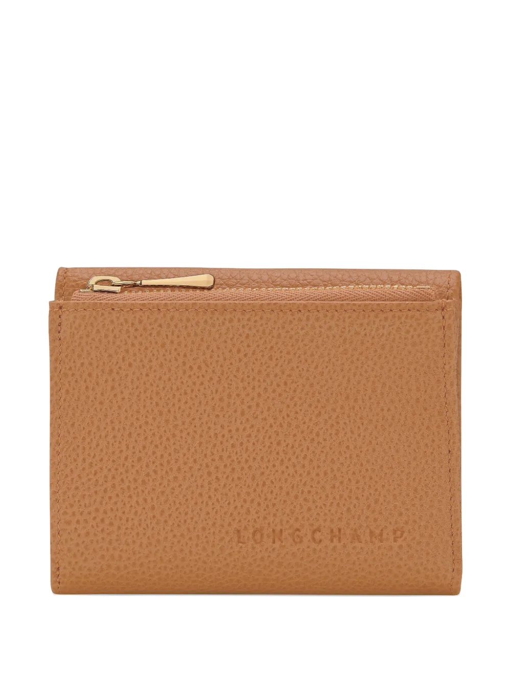 Longchamp Le Foulonné grained-leather wallet - Marrone