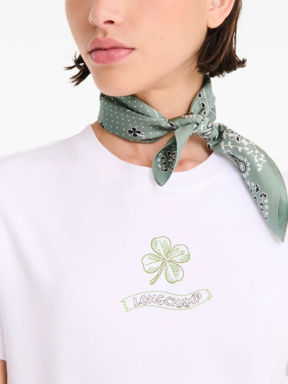 Longchamp French bandana zijden 50 sjaal Groen