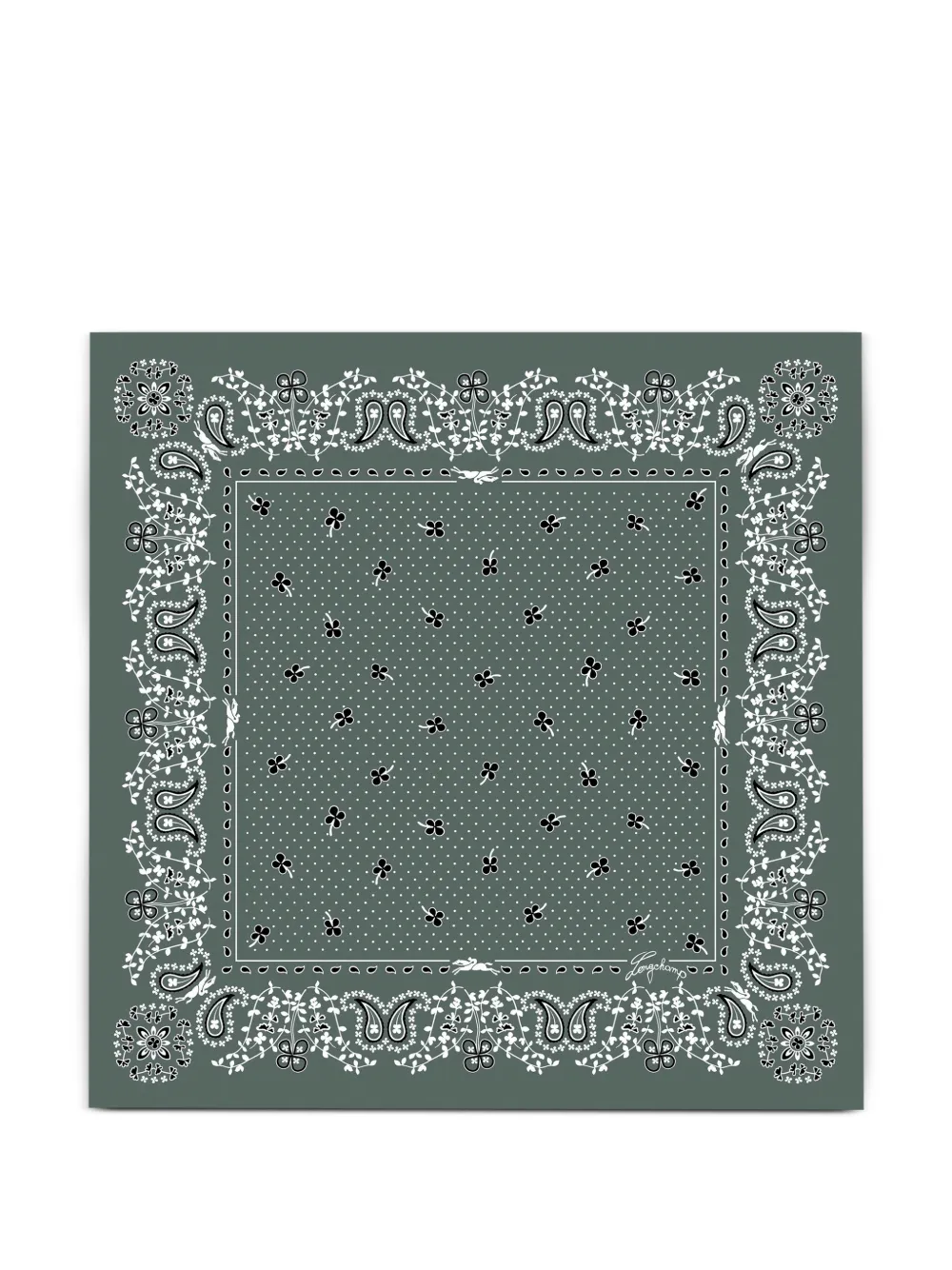 Longchamp Foulard French Bandana in seta - Verde