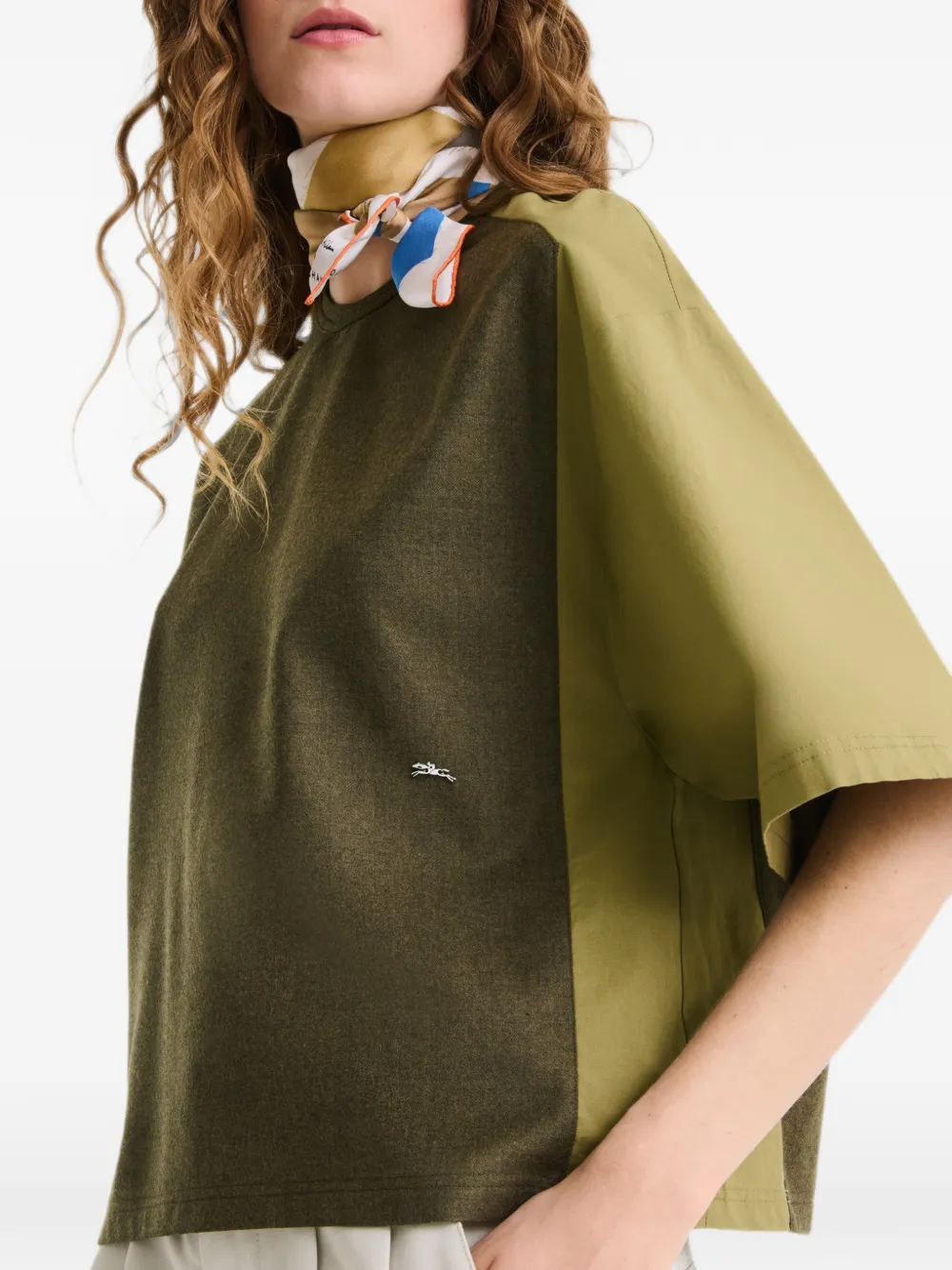Longchamp x Caroline Hélain zijden sjaal 70 Beige