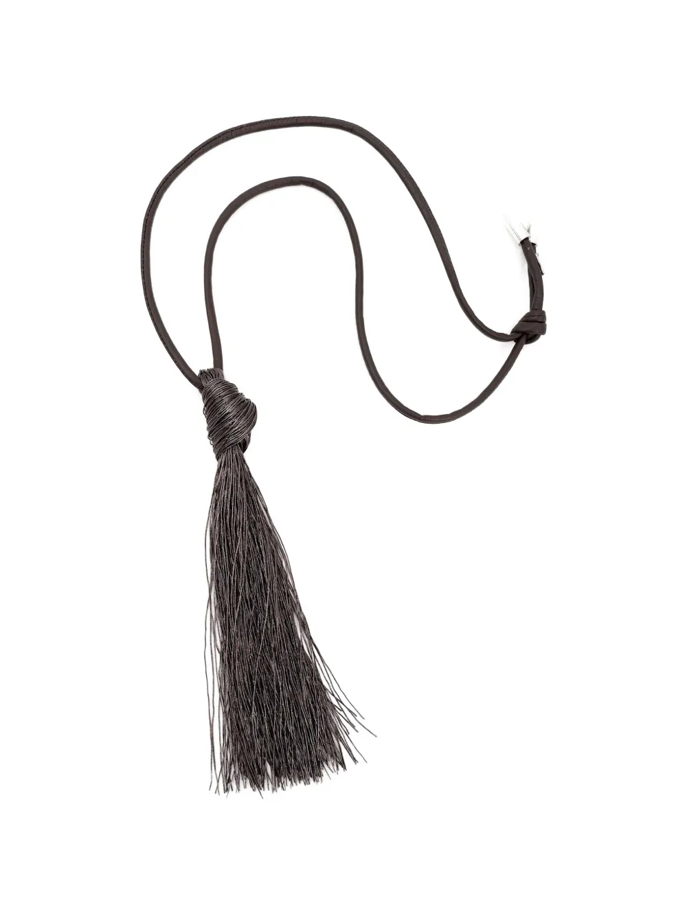 Alysi long fringed knotted necklace - Marrone
