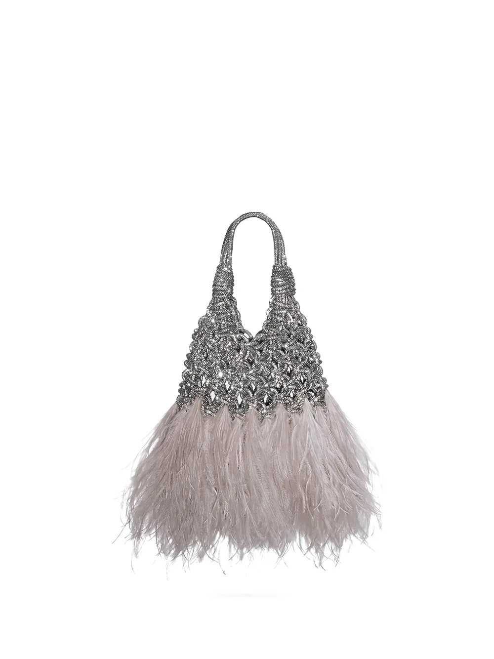Hibourama mini Vannifique plume-embellished tote bag - Argento