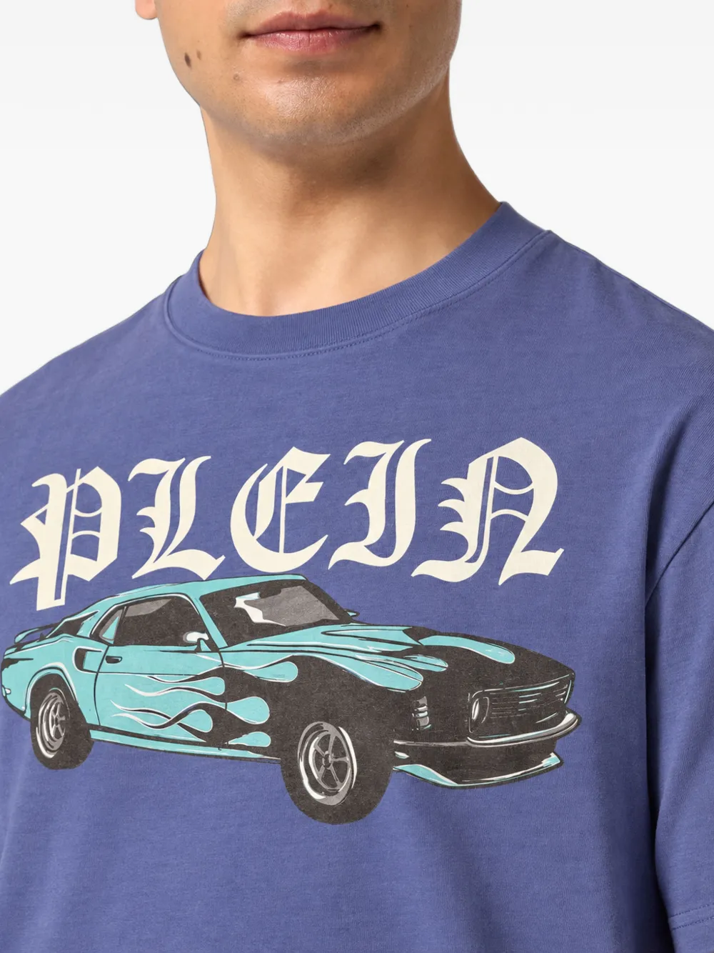 Philipp Plein graphic-print cotton T-shirt Blauw