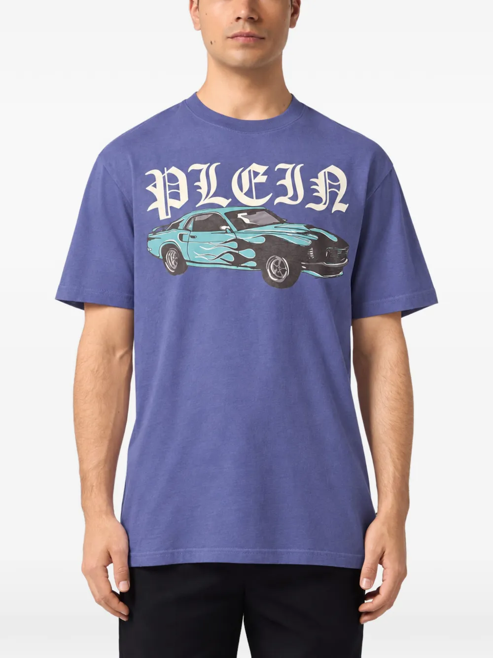 Philipp Plein graphic-print cotton T-shirt Blauw