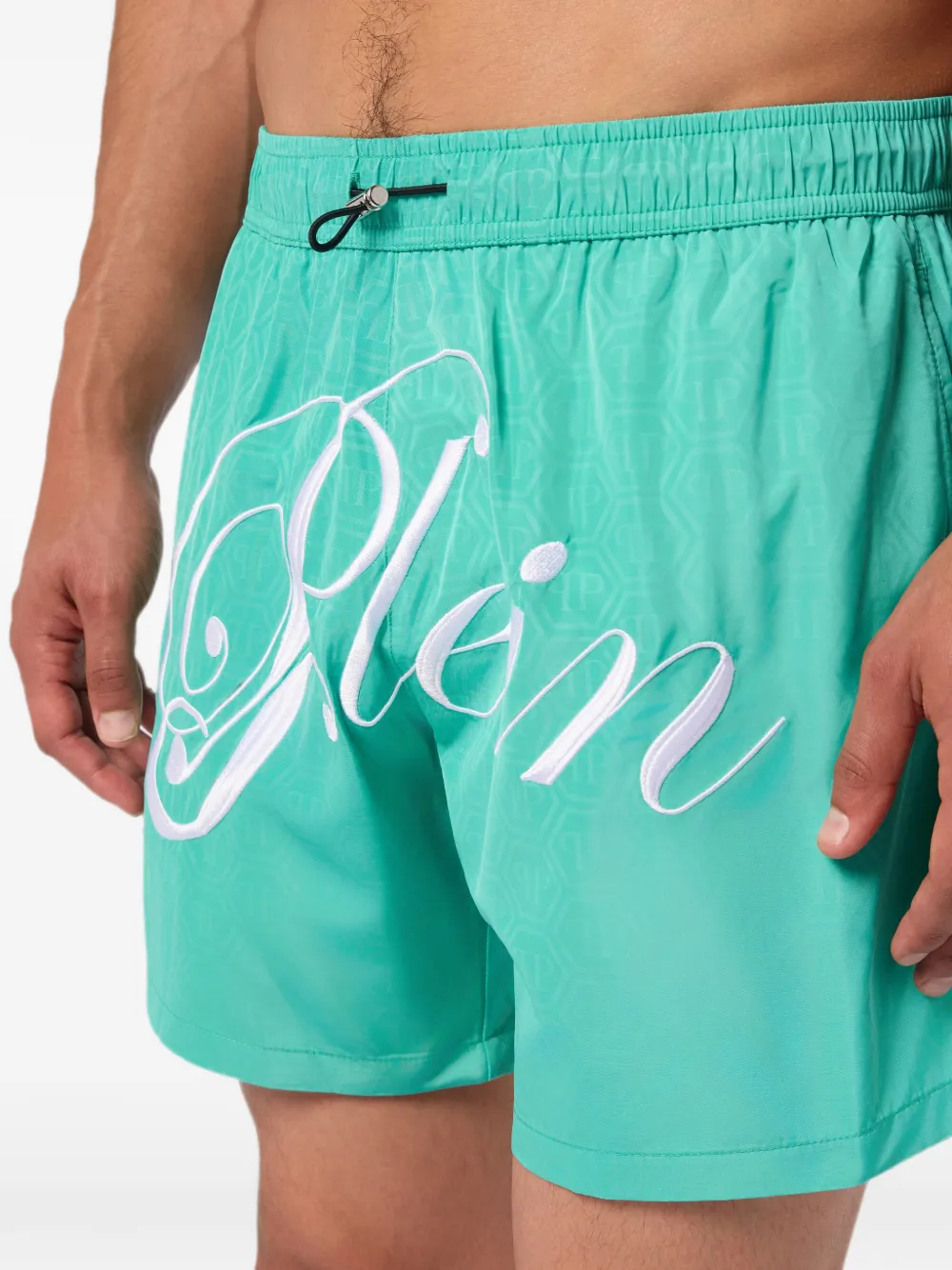Philipp Plein Zwembroek met monogram Groen