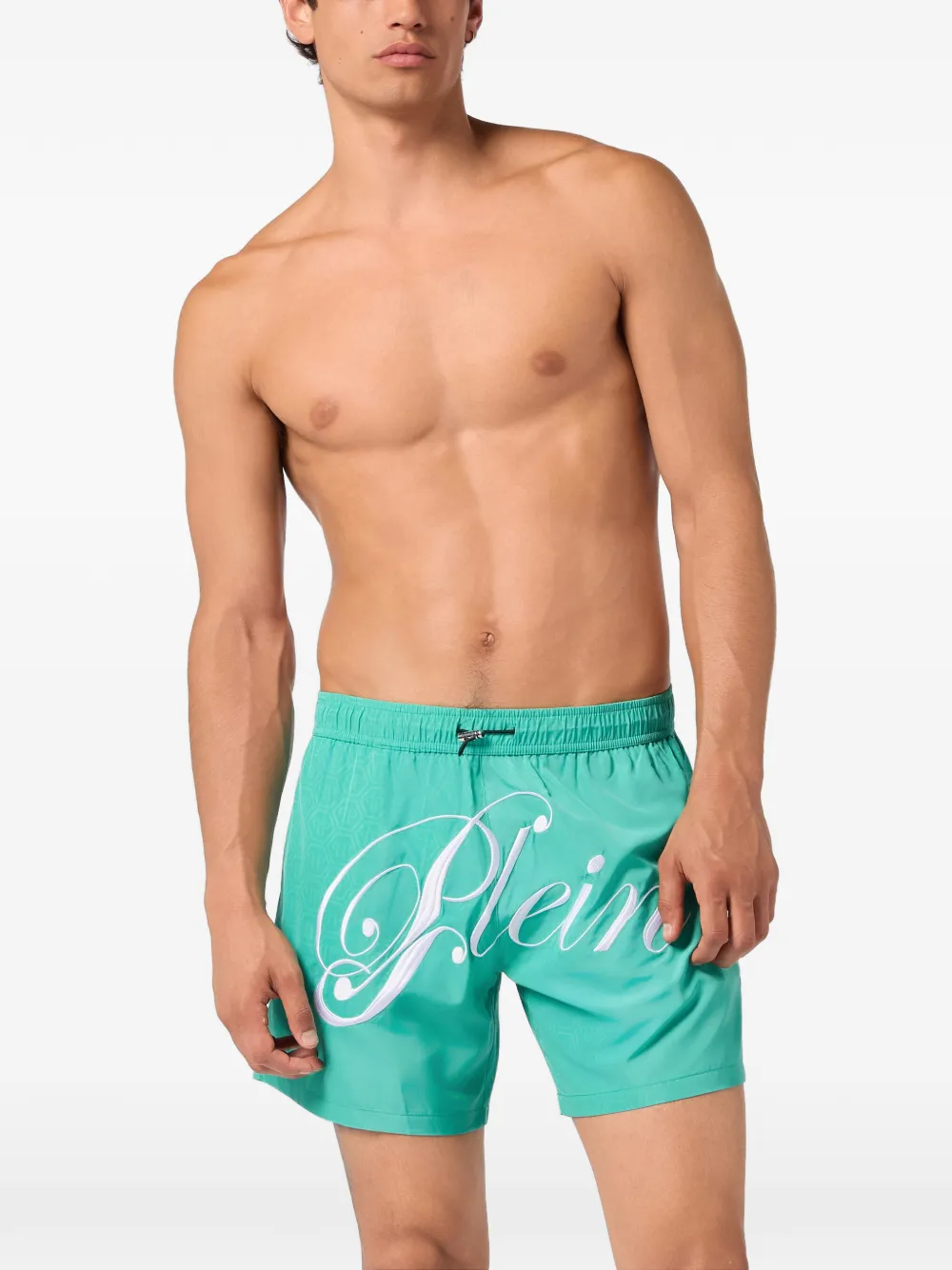 Philipp Plein Zwembroek met monogram Groen